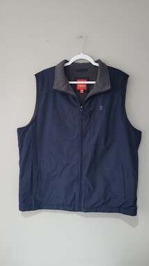 IZOD Men's Fleece Lined Full Zip Performance Vest Midnight Blue Size XL